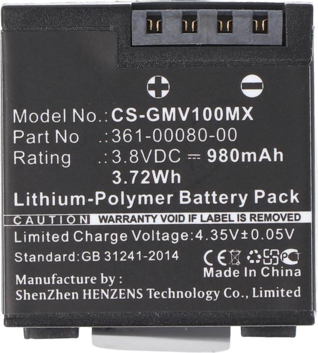 Actual product image AccuCell Garmin VIRB XE battery 010-12256-01, 361-00080-00, GMICP902624 (Rechargeable battery)