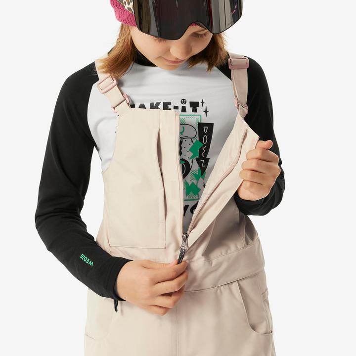 Actual product image Wedze Snowboard trousers dungarees kids piste - 500 white (164)