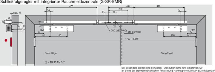 Productafbeelding Dormakaba Glijrail met sluitvolgorderegelaar GSR-EMR 2 Contur Design (Objectdeur, Tuinpoort, Interieur)