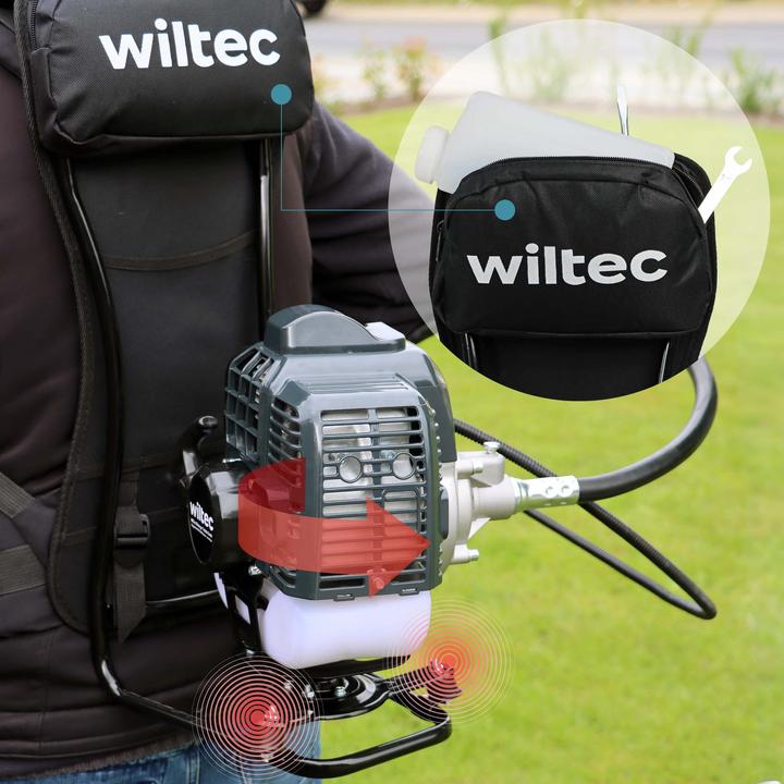 Produktbild Wiltec 4-in-1 Backpacker Multifunktionsgerät 2-Takt Motor Rucksack Rasentrimmer (Rasentrimmer, Gartenmaschinen Aufsatz)