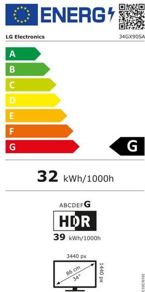 Etichetta energetica LG 34GX90SA-W (3440 x 1440 pixel, 34")