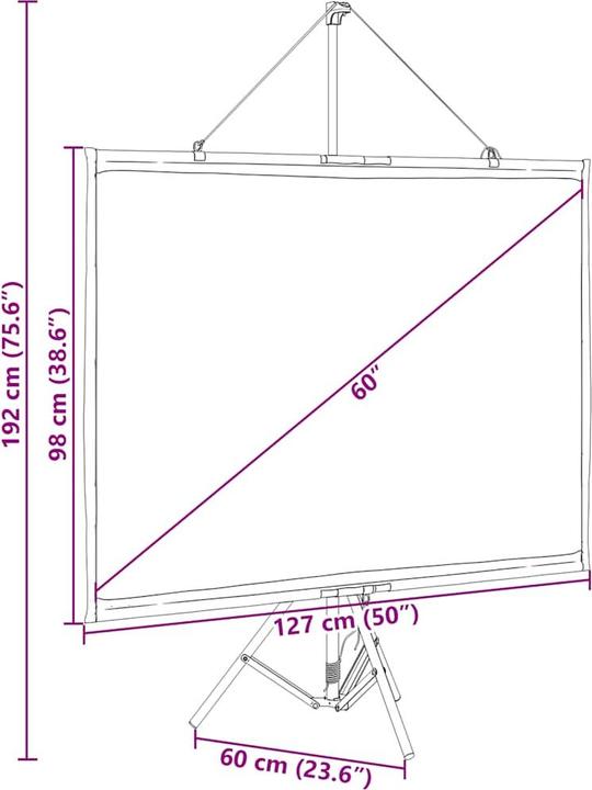 Produktbild VidaXL Beamer Leinwand mit Stativ 60 Zoll 4:3 Projektionswand Leinwand (60", 4:3)