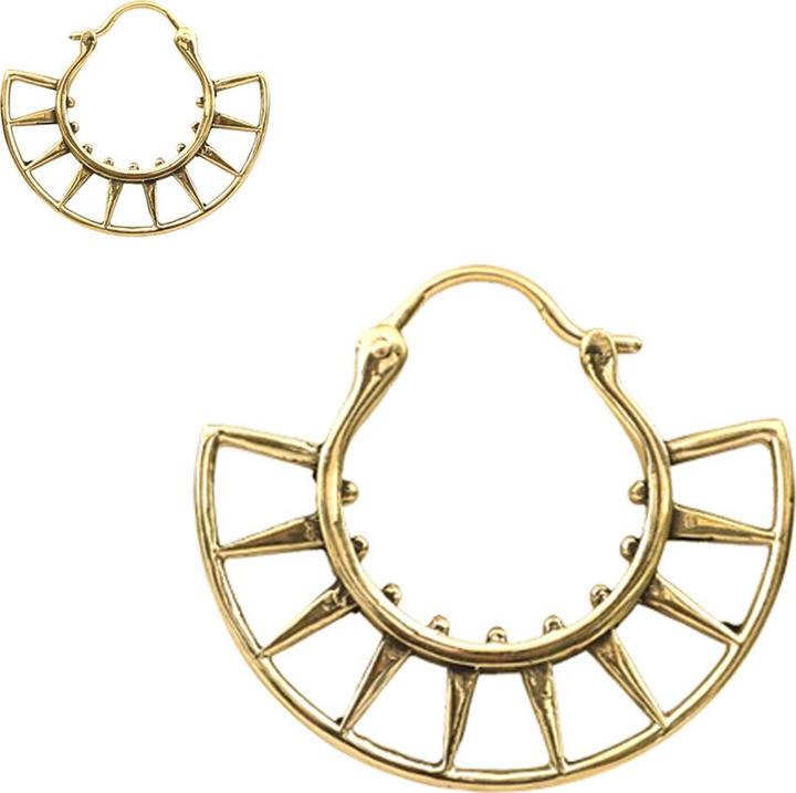 Star Piercing Ohrring vergoldet Cones halbrund mit Kugeln (Messing)
