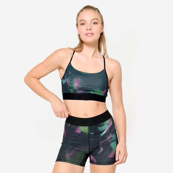 Produktbild Domyos Sport-Bustier Damen schmale gekreuzte Träger leichter Halt - schwarz (L)