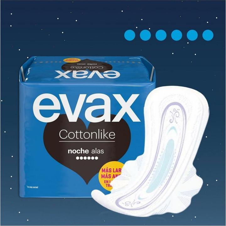 Actual product image Evax Cottonlike night sanitary towels with wings 9 pieces (9 x, Sanitary pads)