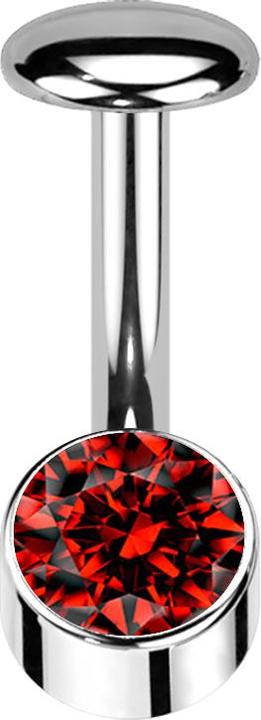 Star Piercing Threadless Labret-Stab Banane silber Zylinder silber Kristall rot (Titan G23)