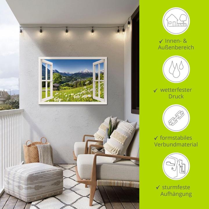 Immagine prodotto Artland Alpi Bavaresi, finestra bianca T5TQ (70 x 50 cm)