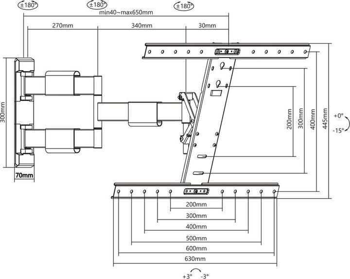 Produktbild Multibrackets M Vesa Flexarm Thin (Wand, 55", 30 kg)