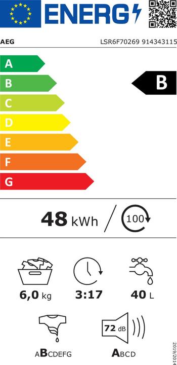 Etichetta energetica AEG LSR6F70269 (6 kg, A sinistra)