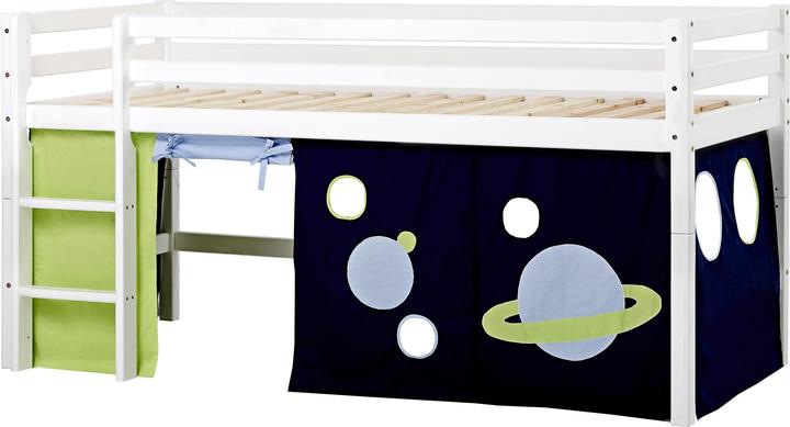 Produktbild Hoppekids BUNDLE BASIC Halbhochbett 90x200cm mit Weltraum Vorhang (90 x 200 cm)