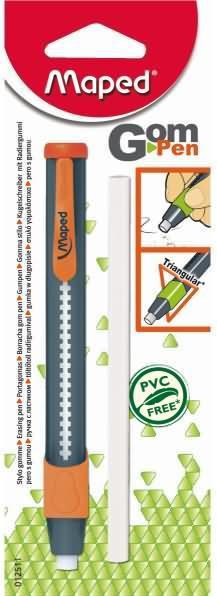 Image du produit Maped Stylo Gom-Pen avec un brin de gomme de rechange supplémentaire sur carte blister