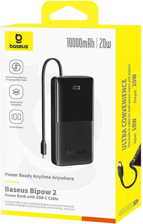 Produktbild Baseus Powerbank Bipow 2 10000mAh 20W (Black) (10000 mAh, 20 W, 37 Wh)