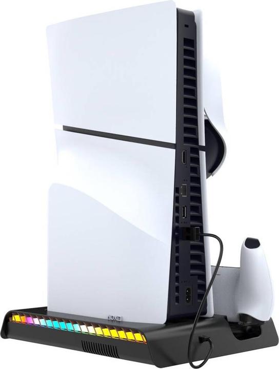 Immagine prodotto - iPega P5S006 Supporto di ricarica RGB multifunzionale con raffreddamento per PS5 Slim Nero (PS5)