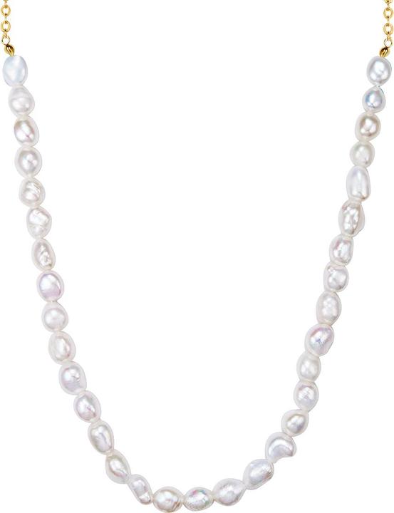 Yokoamii Damen Metall Süsswasser-Zuchtperle gelbgold 42,0 cm Basiskette + 5,0 cm Verlängerung - 30122 (Metall-Legierung, 42 - 47 cm)
