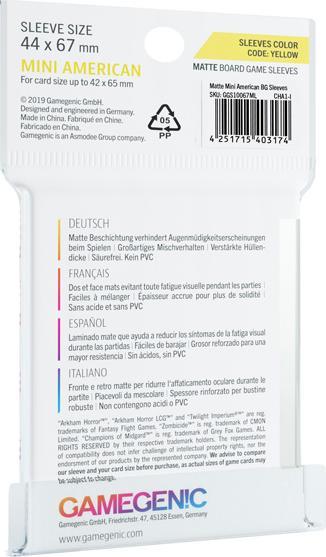 Actual product image Gamegenic GGS10052 - PRIME Mini American-Sized Sleeves 44 x 67 mm - Transparent (50 Sleeves)