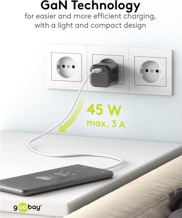 Produktbild Goobay USB-C Nano Schnellladegerät mit GaN Technologie (45 W)