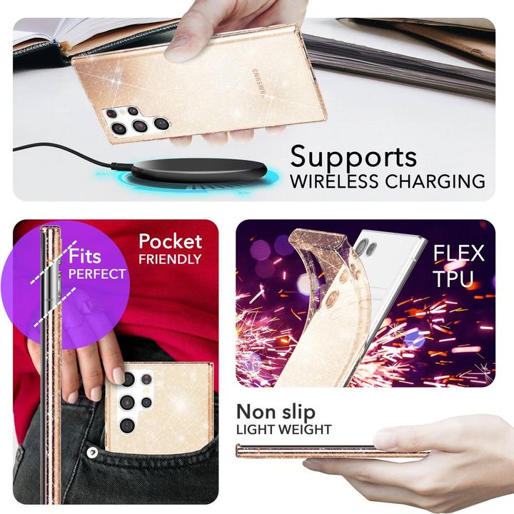 Produktbild Nalia Klare Glitzer Silikon Hülle (Samsung Galaxy S24 Ultra)