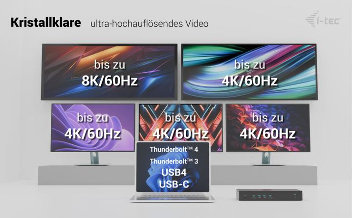 Actual product image i-tec Universal 5x 4K Display DS 5x 4K 2x DP 3x HDMI 1x 2.5GLAN 2x USB-C Gen.2 3x USB 3.2 Gen.2 1x A (USB-C, 10 Ports)