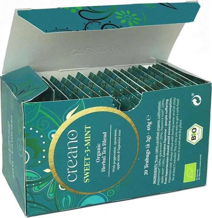 Image du produit Creano Thé Bio Sachets de Thé Doux 3 Menthe Paquet de 20 Sachets No.13 (83 g)
