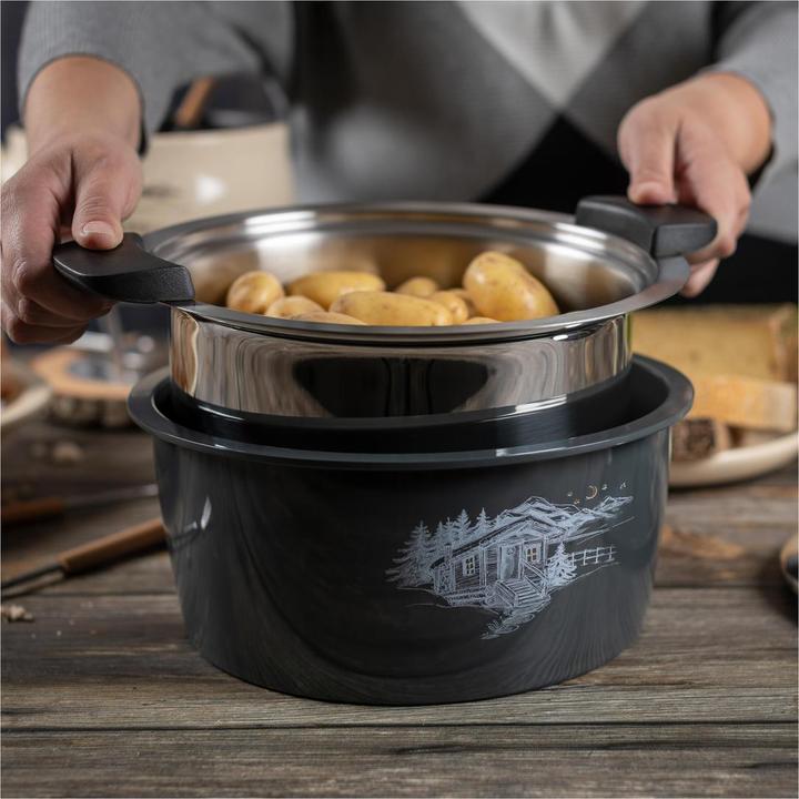 Actual product image Kuhn Rikon HOTPAN® serving casserole grey with Chalet 2.0 L · Ø 18 cm (18 cm, Pot, Stainless steel)