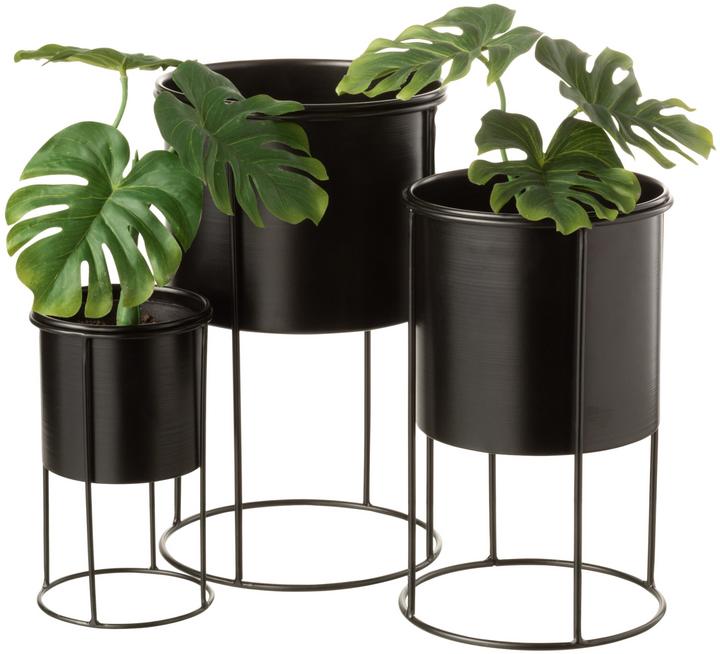 Immagine prodotto J-Line Vaso da fiori su piede in metallo nero grande (18 cm)