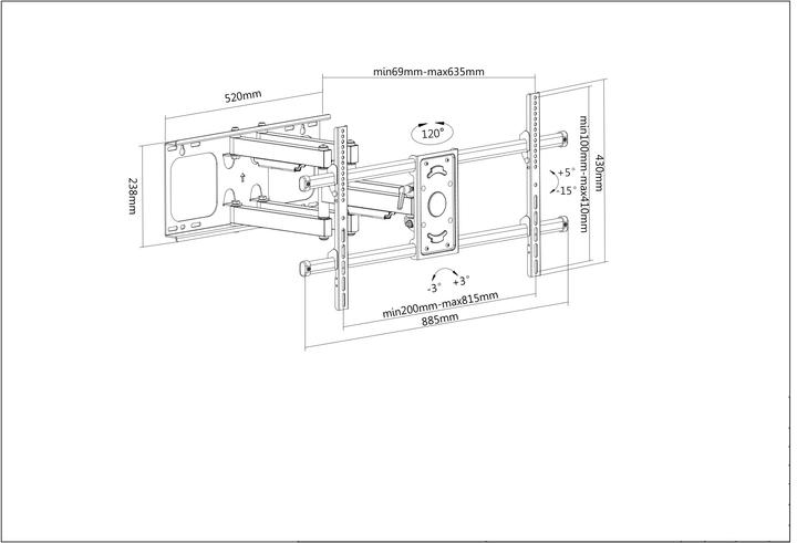Actual product image Manhattan TV Wall Mount (Wall, 90", 75 kg)