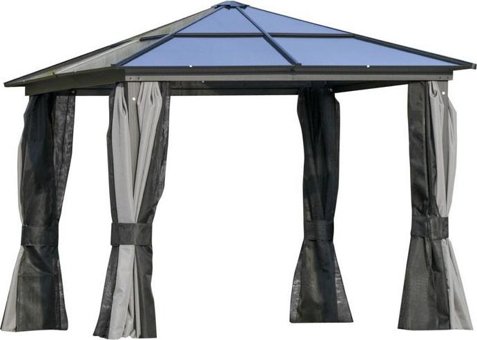 Immagine prodotto Swisshandel24 Gazebo di lusso in alluminio con tetto in PC traslucido marrone+beige 300 x 360 x 265 cm (360 cm, 300 cm)