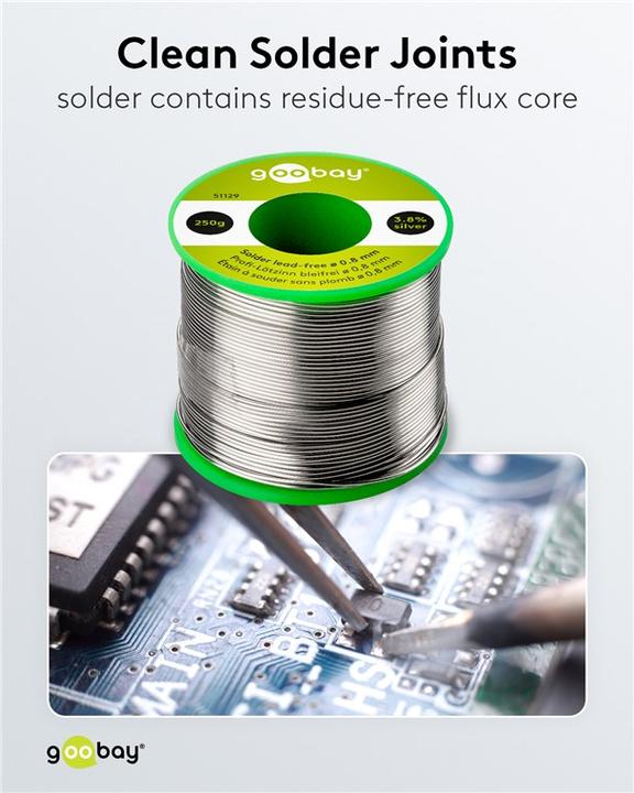 Image du produit Goobay Étain de soudure professionnel sans plomb, ø 0,8 mm, 250 g (Souder)