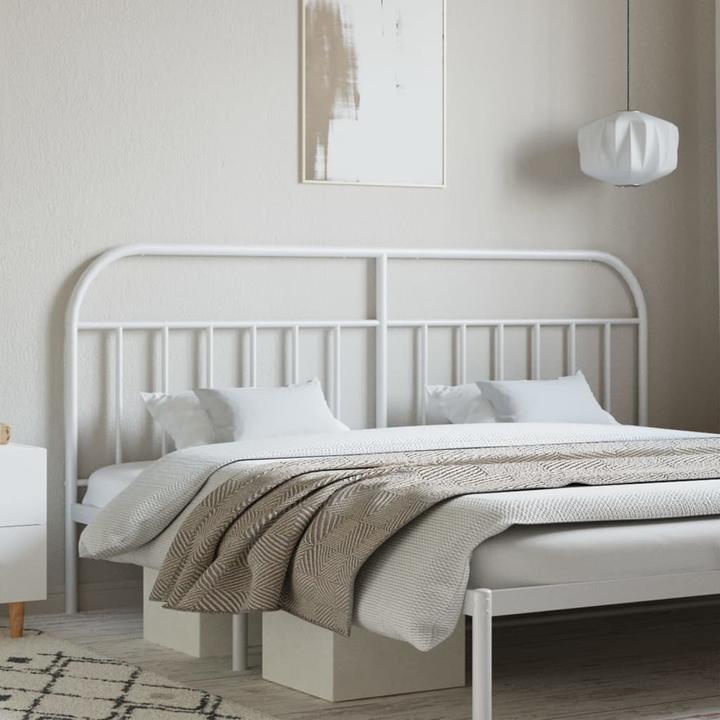 Immagine prodotto VidaXL Kopfteil Metall Weiss 200 cm, Farbe: Weiss (206 x 3 x 100 cm)
