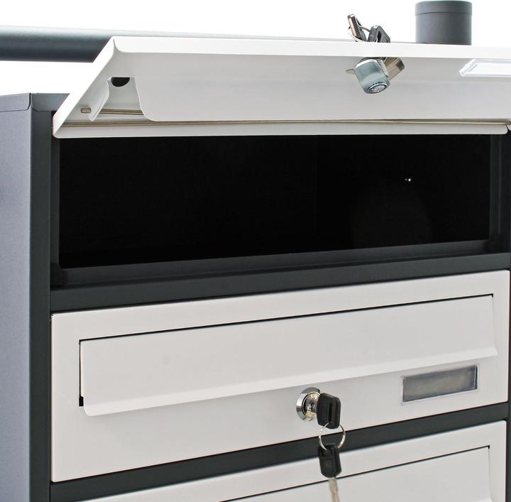 Produktbild Wiltec 8er Briefkastenanlage Anthrazit/Weiss 270 x 898 x 1500 mm Standbriefkasten