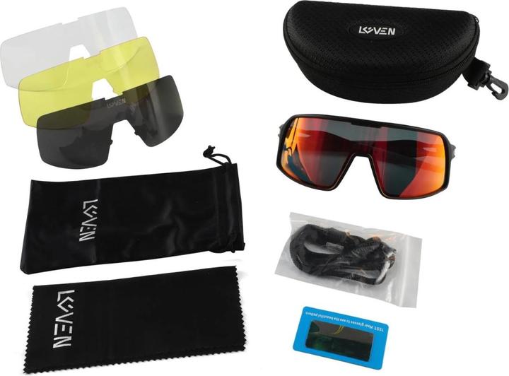 Actual product image Loven Fahrradbrille Erwachsene UV400 (Black, Red)