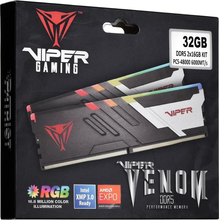 Image du produit Patriot Viper Venom RGB (2 x 16GB, 6000 MHz, RAM DDR5, DIMM)