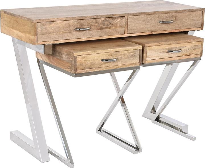 Image du produit Esprit Set of furniture Home Brown Silver Steel Mango wood 110 x 40 x 76 cm (3 Pieces) (110 x 40 x 76 cm)