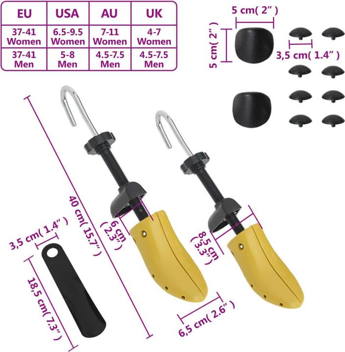 Actual product image VidaXL Shoe tree with shoehorn yellow EU 37-41 (1 x)