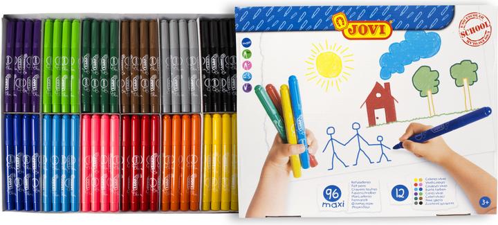 Jovi Jumbo felt-tip pens, assorted colours, 96 pcs. (Multicoloured, 96 x)