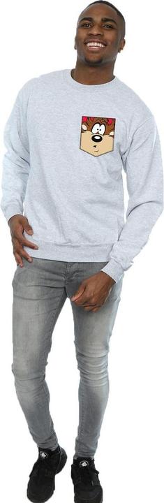 Actual product image Looney Tunes Mens Tasmanian Devil Face Faux Pocket Sweatshirt (3XL)