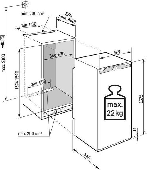 Image du produit Liebherr Réfrigérateur intégrable avec BioFresh (236 l)