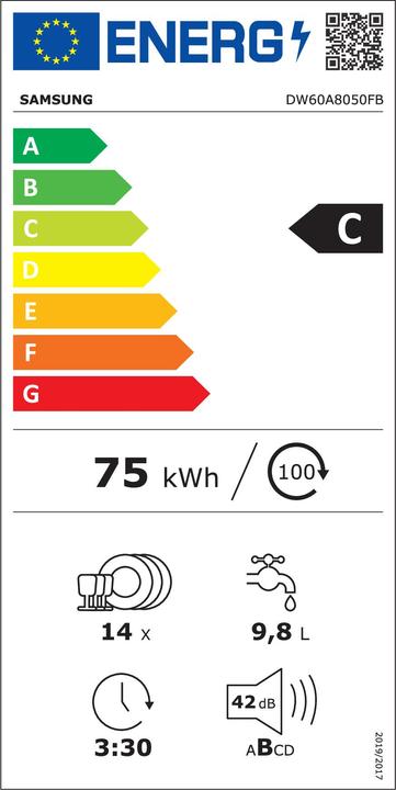 Energie-Label Samsung DW60A8050FB/ET Geschirrspüler Kostenlose Installation 14