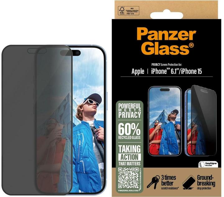 PanzerGlass Ultra-Wide Fit (1 Stück, Apple iPhone 16, Apple iPhone 15)