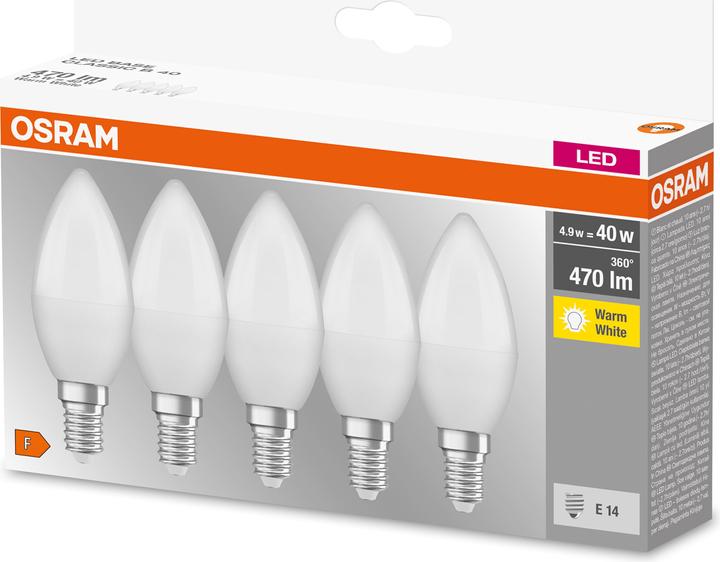 Image du produit Osram Classic B (E14, 4.90 W, 470 lm, 5 x, F)