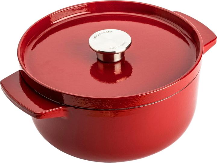 Produktbild KitchenAid braadpan 22cm - gemailleerd gietijzer - keizer rood - rond (26 cm, Bräter + Schmortopf, Gusseisen)