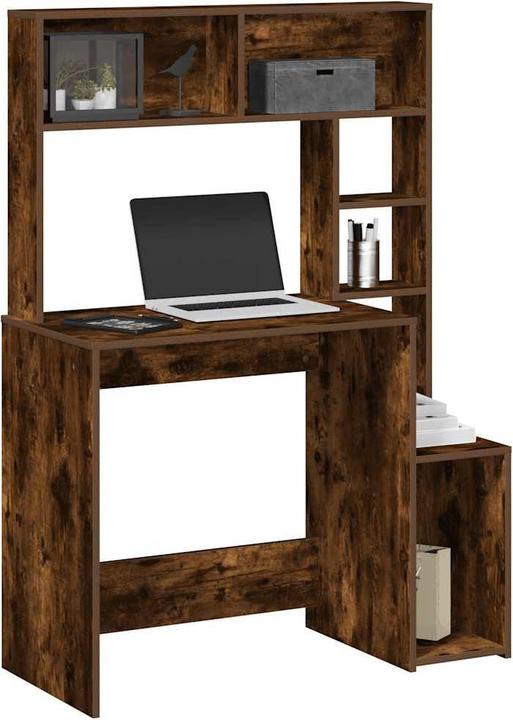 Produktbild VidaXL Schreibtisch mit Regal Räuchereiche 100x45x140 cm Holzwerkstoff (100 x 45 x 140 cm)
