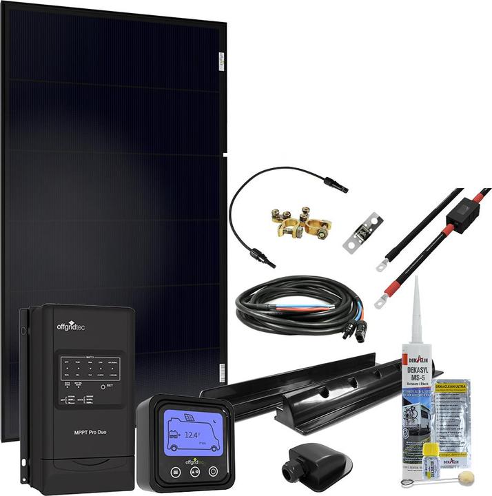 Immagine prodotto Offgridtec ® MobileBlack M 100W Sistema solare per camper 30A MPPT DUO Regolatore di carica OLP PERC Modulo (100 W)