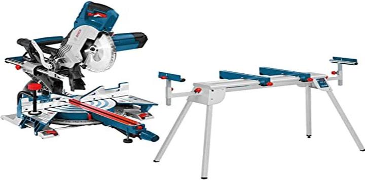 Produktbild Bosch Professional Paneelsäge GCM 8 SJL und Arbeitstisch GTA 2600 im Karton