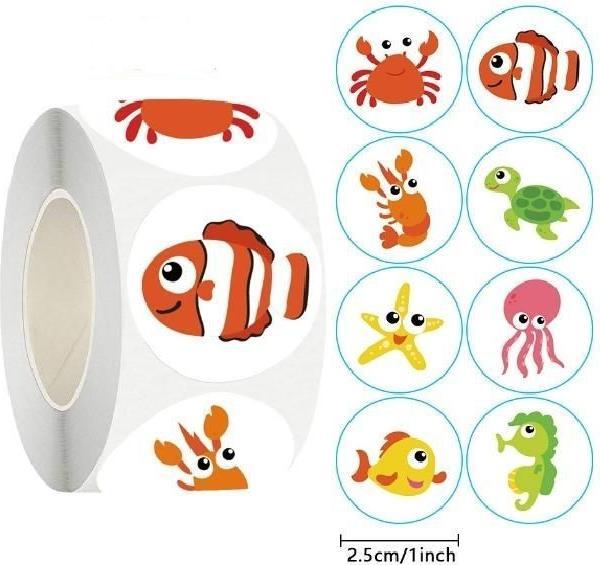 Image du produit MU Classic Rouleau de 500 stickers autocollants avec motif animaux marins
