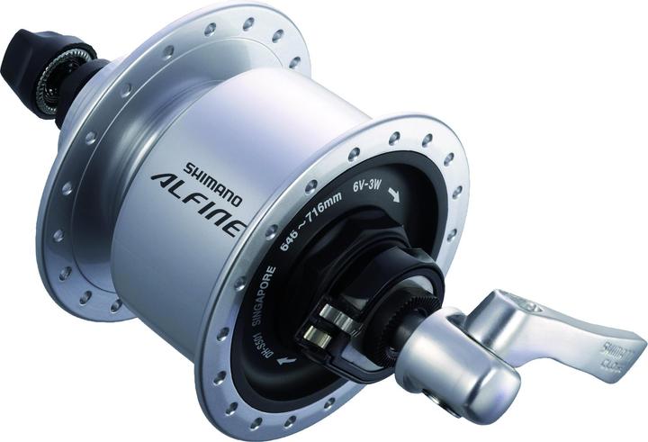 Actual product image Shimano Hub dynamo ALFINE DH-S501 100 m Centre-Lock 36-hole 6V/3.0W QR silver (Disc brake Center lock)