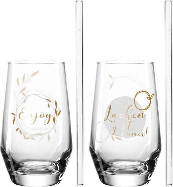 Actual product image Leonardo Longdrink glass Presente Laughter 365 ml, 2 pieces, Transparent (3 dl, 4 x, Long drink glasses)