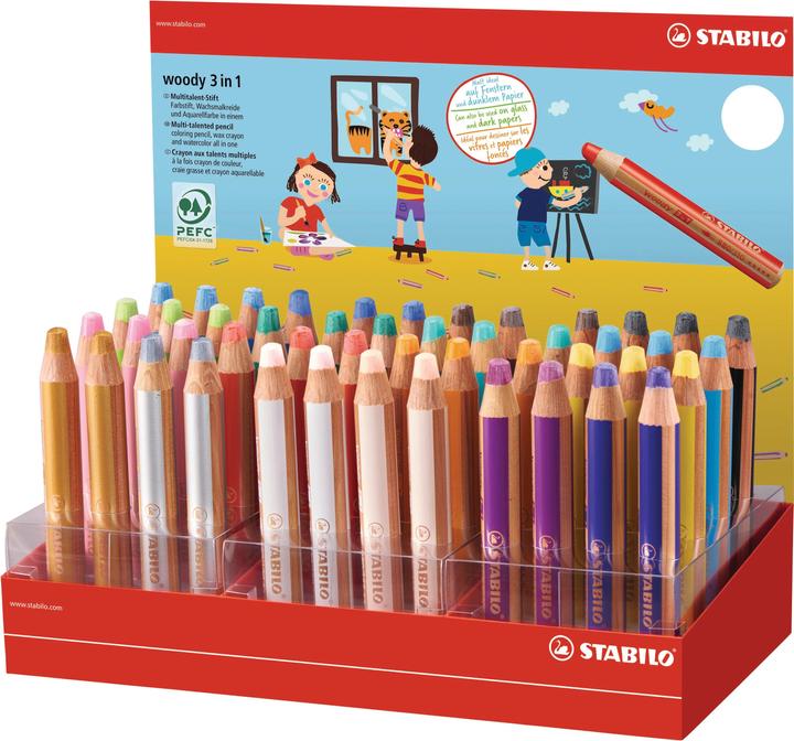 Produktbild STABILO Woody 3 in 1 (Mehrfarbig, 48 x)