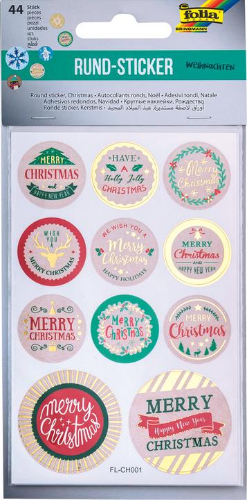 Actual product image Folia Round sticker CHRISTMAS, 4 sheets in 9x14cm