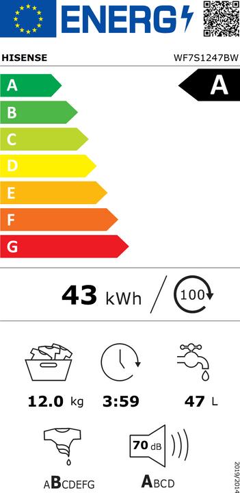 Energy Label Hisense WF7S1247BW (12 kg, Left)